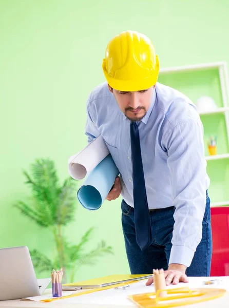 Young male architect working at the project — Stock Photo, Image