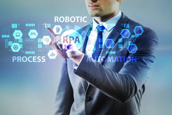 Businessman pressing buttons in RPA concept — Stock Photo, Image