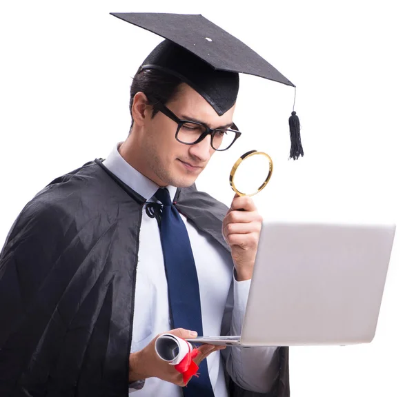 Estudante graduado isolado em fundo branco — Fotografia de Stock