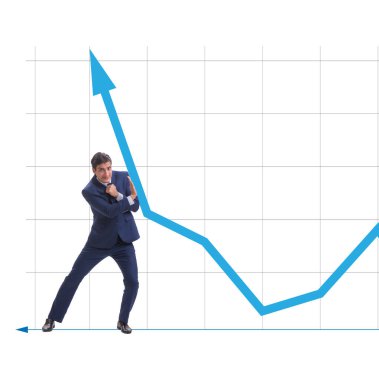 İş adamı iş dünyasındaki ekonomik büyümeye yardım etmeye çalışıyor