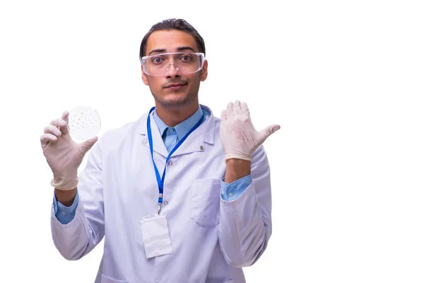 Молодий хімік-чоловік ізольований на білому — стокове фото