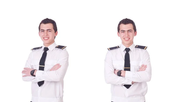Mladý pilot izolovaný na bílém — Stock fotografie