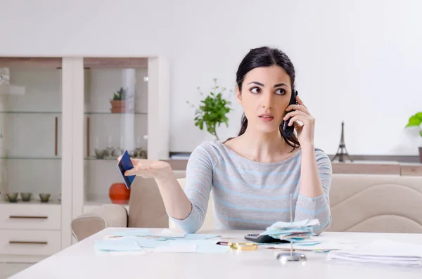 Young woman in budget planning concept — Stock Photo, Image