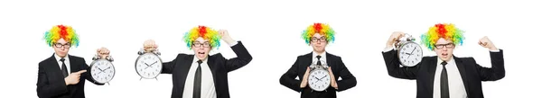 Zakenman clown in grappig concept geïsoleerd op wit — Stockfoto