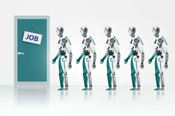 Robots queuing up for job — Stock Photo, Image