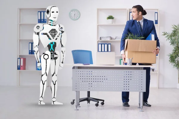 Concept of robots replacing humans in offices — Stock Photo, Image