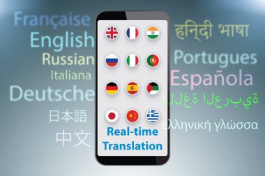 Akıllı telefon uygulaması ile gerçek zamanlı çeviri kavramı - 3d oluşturma