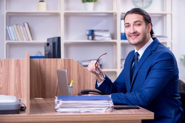 Mladý pohledný podnikatel pracující v kanceláři — Stock fotografie