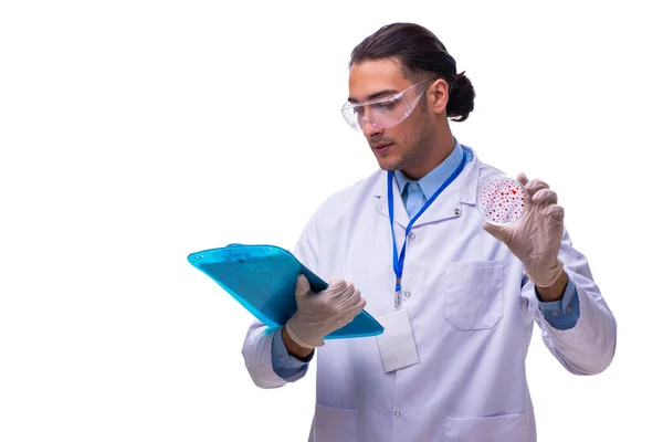 Молодий хімік-чоловік ізольований на білому — стокове фото