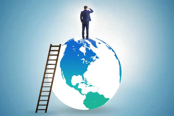 Businessman on top of the world — Stock Photo, Image