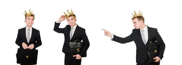 Koncepcja króla biznesmena z koroną — Zdjęcie stockowe