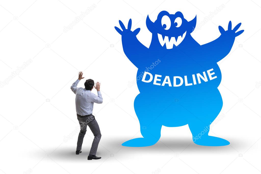 Businessman missing important deadline with monster