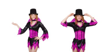 Beyaz arka planda izole edilmiş bir kadın