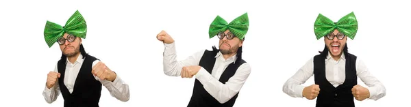 Hombre con corbata verde grande en concepto divertido — Foto de Stock