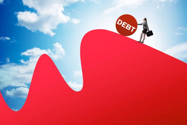 Schulden- und Kreditkonzept mit Unternehmerin — Stockfoto