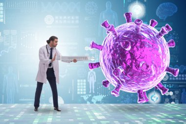 Doktorlar ve şırınga ile Coronavirus covid-19 aşı konsepti