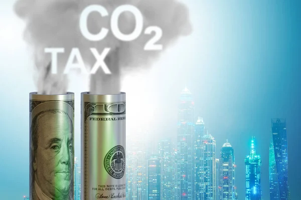 生態学の概念における炭素税の概念- 3Dレンダリング — ストック写真