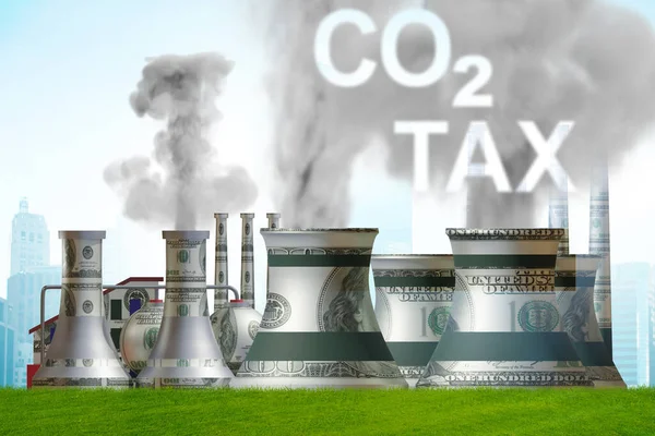 CO2-Steuerkonzept mit Industrieanlage - 3D-Rendering — Stockfoto