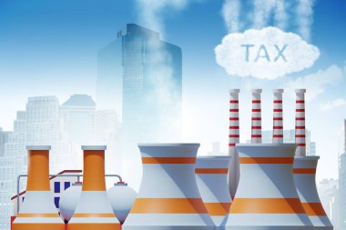 Karbon vergisi ve kirlilik kavramındaki bitki - 3D oluşturma