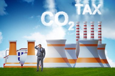 Businessman in carbon tax concept clipart