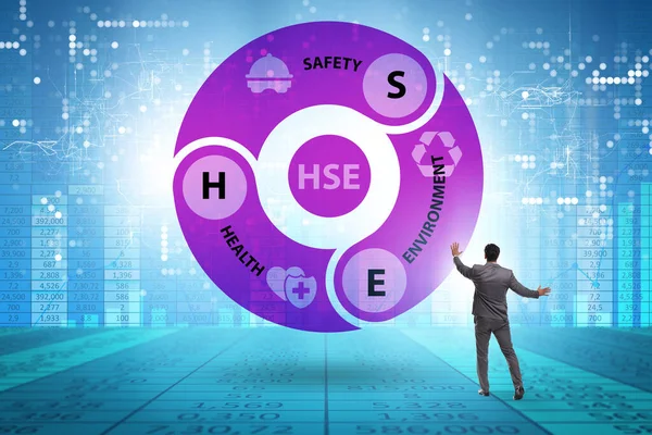 HSE concept for health safety environment with businessman