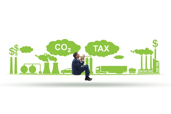 Empresário no conceito de imposto sobre o carbono — Fotografia de Stock