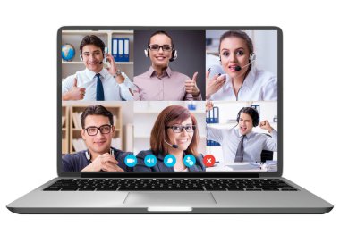 Concept of virtual collaboration through videoconferencing clipart