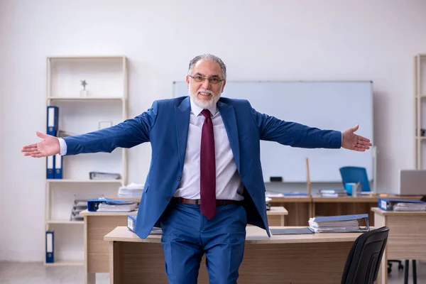 Velho empregado chefe do sexo masculino que trabalha no escritório — Fotografia de Stock