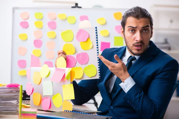 Young male employee in conflicting priorities concept — Stock Photo, Image