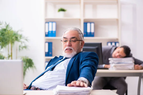 Två manliga anställda som arbetar på kontoret — Stockfoto