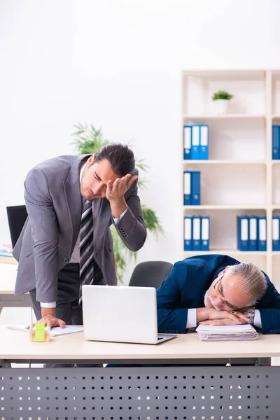 Two male employees working in the office — Stock Photo, Image