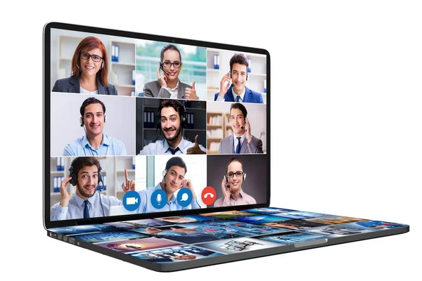 Concept van videoconferentie op afstand tijdens pandemie — Stockfoto