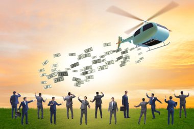 Helikopter para konseptinde iş adamı