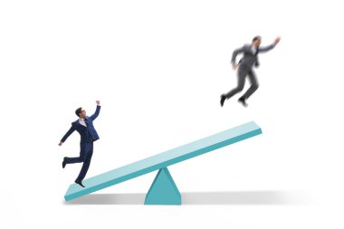 İş adamı ve tahterevalliyle rekabet konsepti