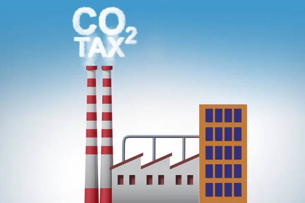 Завод по налогу на углерод и загрязнение окружающей среды - 3d рендеринг — стоковое фото