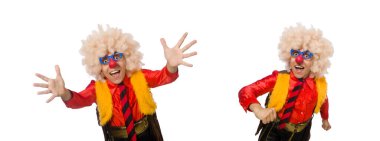 Komik bir soytarı beyaz üzerine izole edilmiş