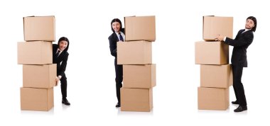 Beyaz kutulu komik adam.