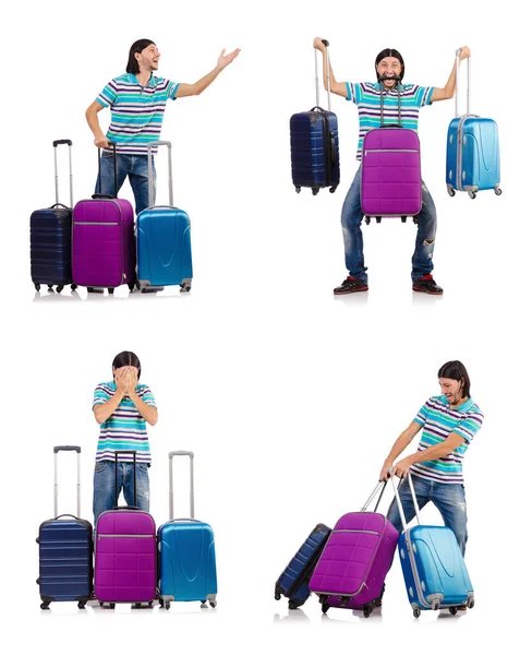 Travel vacation concept with luggage on white — Stock Photo, Image