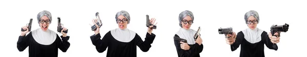 Comic nunna isolerad på vitt — Stockfoto