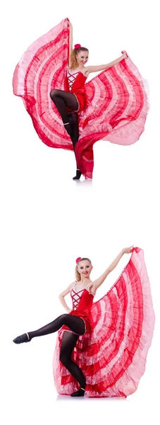 Danzatrice ballerina che balla sul bianco — Foto Stock