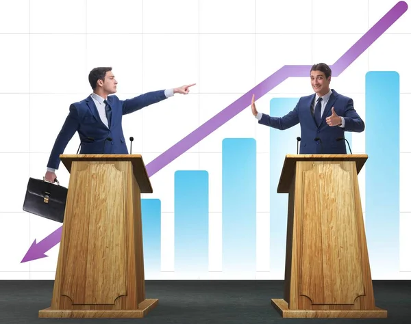 Man zakenman maakt toespraak op rostrum in business concept — Stockfoto