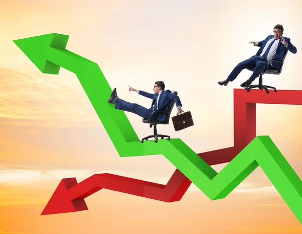 Growth and decline concept with businessmen — Stock Photo, Image