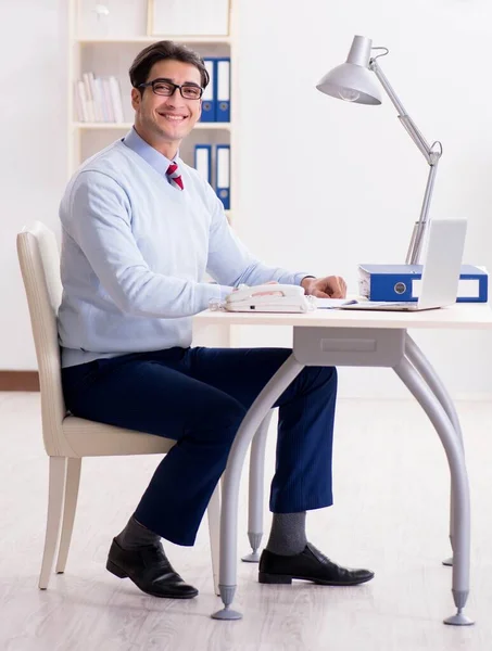 Young handsome businessman employee working in office at desk — Stock Photo, Image