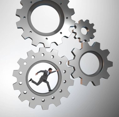 Çarklar ve iş adamlarıyla takım çalışması kavramı