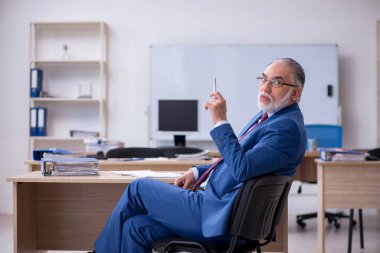 Ofiste çalışan yaşlı bir patron.