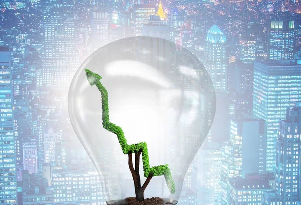 A zöld energia koncepció zöld vonal grafikon villanykörte — Stock Fotó