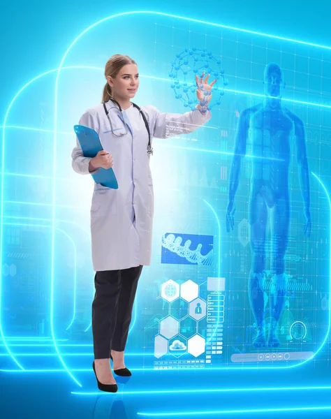 Medico donna in telemedicina concetto futuristico — Foto Stock