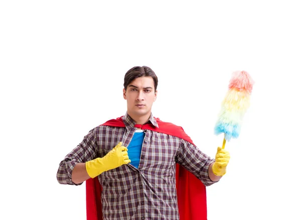 Super hero cleaner isolated on white — Stock Photo, Image