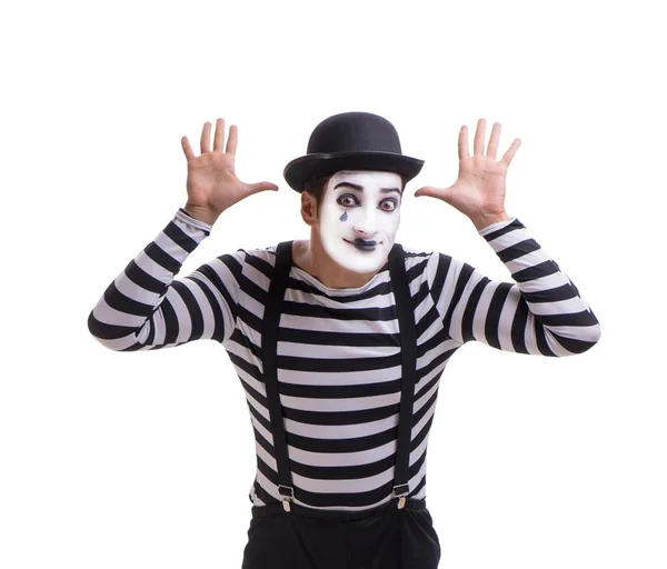 Jeune mime isolé sur fond blanc — Photo