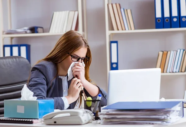 Businesswoman employee sick in the office — Stock Photo, Image